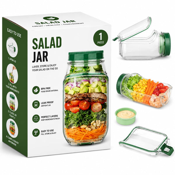 Side-Open Mason Style Salad Jar